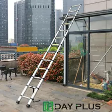 3.8M 12.5FT Aluminum Telescoping Collapsible Roof Climbing Ladder for Home Loft