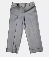 Chico's Herringbone Cuffed Crop Pants Ultimate Fit Womens 5/23 Gray Career NWT