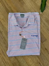 NEW Fennec Golf Polo Sz XL Striped White Red Short Sleeve Shirt NWT