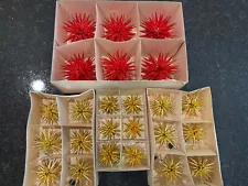 24 Vintage Germany Handarbeit Foil Christmas Ornaments Red and Gold