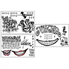 3 Sheets The Joker Temporary Tattoos From Suicide Squad, Sticker Perfect For And