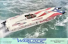 Sweet Boat Poster Warlock 1993 S.B.R. World Champion Super Cat Speed Boat 22x34