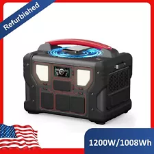 Portable Power Station 1200W, 1008Wh Big Power Bank Solar Generator for Outdoor