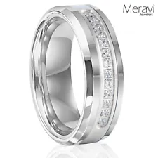 ð¥ Tungsten Rings For Men Silver Mens Wedding Bands White Stone Black Mens Rings