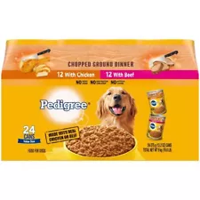 Pedigree Chopped Ground Dinner Chicken and Beef Adult Wet Dog Food, 13.2oz/24ct