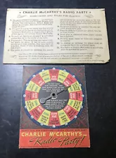 1930s Charlie McCarthy's Radio Party Wheel and Envelope.