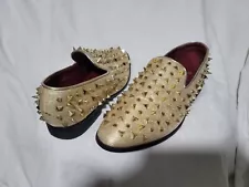 Alberto Fellini Mens Sz 8.5 Sparko Fashion Gold Spiked Loafers