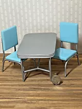 Dollhouse Miniature 1950's 3 Pc. Retro Metal Kitchen Table 2 Chairs 1:12