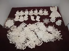 LOT OF 108 Handmade Crochet Angels Stocking Snowflakes Christmas Tree Ornaments