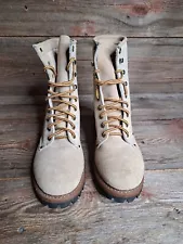 Vibram High Top Combat Boots Tan Suede Boots