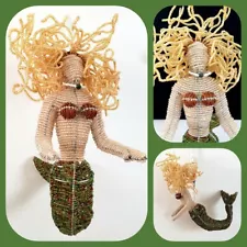 Wild Blonde Hair Hanging Mermaid Glass Beads Beaded Wire Beadworx Glassworks