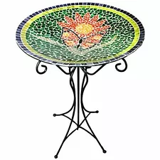 Gardener's Select (GSA14BFG01B) Mosaic Glass Bird Bath and Stand