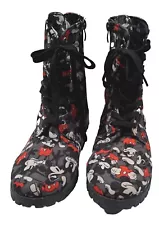 Disney Women's Size 10 Mickey Mouse Combat Boots Zip & Lace Ip