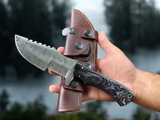 Tom Brown Tracker Damascus Steel Hunting outdoor Tracker Knife Micarta handle