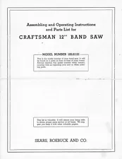 1930s Craftsman 102.01121 12" Band Saw Instructions