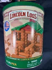 Lincoln Logs 100th Anniversary Tin Wooden Toy Set - 111 Piece