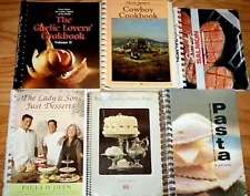 Lot 6 Vintage Spiral Cookbooks! Vienna Salmon Paula Deen Garlic Pasta Cowboys