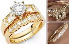 GOLd 14k ring band set engagement wedding 1 carat solid cz yellow 7 ask 5 6 8 9