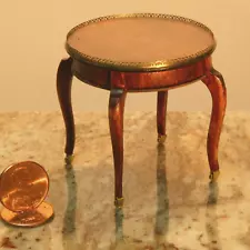 Vintage wooden round Table w/gold edge 1993 Miniature Dollhouse 1:12