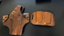 Del Fatti Brown Leather Holster for 1911 with Magazine holder.