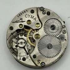 23.2mm Cyma Dog Marking Vintage Watch Movement + Dial + Hands For Parts / Repair