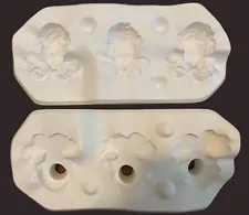 Vintage Ceramic Slip Mold Casting Christmas Ornaments Cherubs 1988 S-1499