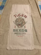 Vintage Tiger Brand Seeds Cloth Seed Bag Pink Flaws + Tiny Rips