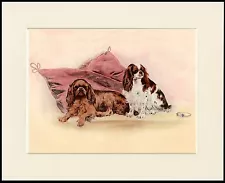 CAVALIER KING CHARLES ENGLISH TOY SPANIEL DOGS DOG PRINT MOUNTED READY TO FRAME