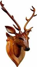 Wooden Handicraft 45 cm Hight DEER HEAD with Horn -Showpiece for Wall Decoration