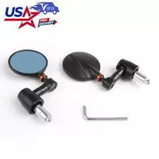 7/8" Round Moto Mirrors Fit for most motorcycles/street bikes/sports bikes Blk '