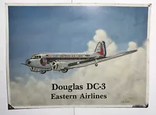 New ListingVintage Douglas DC-3 Eastern Airlines Embossed Tin Sign