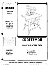 1989 Craftsman 113.197110 10-inch Radial Arm Saw with Leg Set Instructions