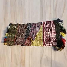 Vintage Hand Multi Color Throw Rag Rug 28x63 Handmade Large Knit