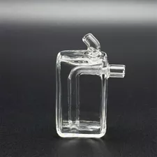 2.7" Clear Glass Bong Rectangle Hookah Smoking Water Pipe W/Bowl slight flaw