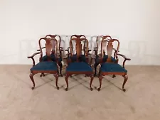 SET of 6 Bench Made 1960s Solid Cherry Queen Anne Arm Chairs ON HOLD