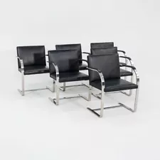 1960s Mies van der Rohe Knoll Flat Bar Brno Chair Stainless and Leather 6x Avail