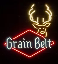 Grain Belt Beer Deer Stag Amber Lager 20"x16" Neon Light Sign Lamp Wall Decor