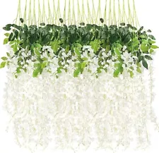 EZFLOWERY 24 Pack 3.6 Feet Artificial Wisteria Vine Hanging Flowers Garland Silk