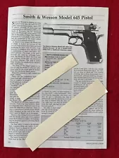 Smith & Wesson Model 645 Pistol Magazine Article/Print Ad Specs/Details