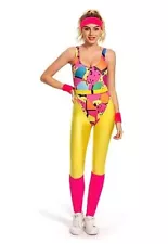 80s Workout Costumes for Women Aerobics Costume Leotard Medium Colorful Printed