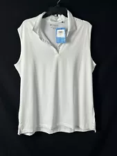 Columbia Golf Top Womens XXL omni shade Tend the Ball White Sleeveless Polo NEW