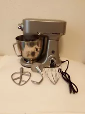 G E Silver Tone 7 Speed 350 Watts 120 V 3 Attachments Bowl Tilt Stand Mixer