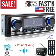 Vintage Car FM Radio MP3 Player Bluetooth USB Classic Stereo Audio Receiver AUX