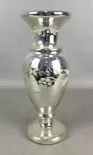 Antique 10.5" Mercury Glass Decorated Vase