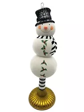 Patricia Breen Snowy Topper Finial Black Snowman Holly Christmas Tree Topper