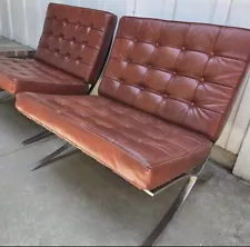 Knoll Barcelona Chair From1980s BROWN Stainless Steel