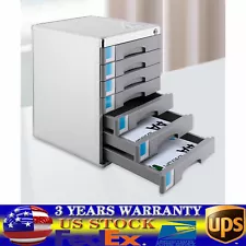 Office Filing Cabinet 7 Drawer Aluminum Alloy File Cabinet w/ Lock Desktop NEW