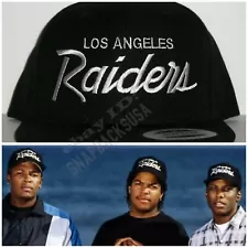 LA Los Angeles Raiders Script Black Snapback Cap Hat NWA ICE CUBE EAZY E