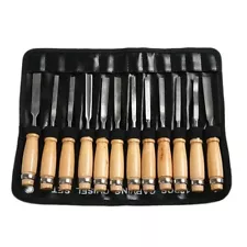 12Pcs Metal Lathe Gouges Tool Durable Chisel Carbon Steel Wood Carving Hand Part