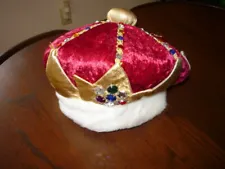 RUBIES REGAL ROYAL KING/QUEEN CROWN--JEWELED -VELVET-FAUX FUR TRIM-ONE SZ